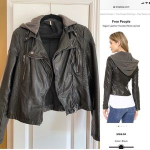 Free People hooded Moto jacket size 4